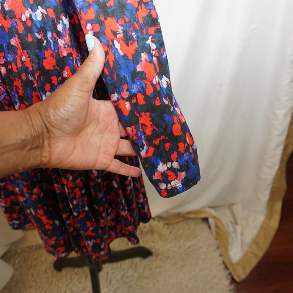 HD in Paris Saraid Long Sleeve Red Floral Print Swing Fit to Flare Dress M - Picture 7 of 11